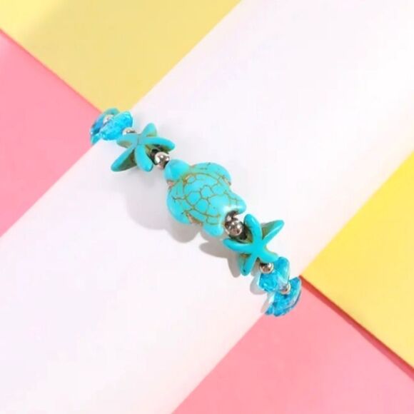 Girls Turtle starfish charm bracelet - Picture 3 of 8